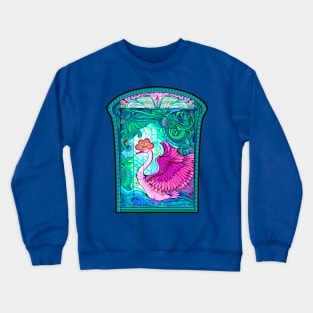 Art Nouveau window with swan Crewneck Sweatshirt